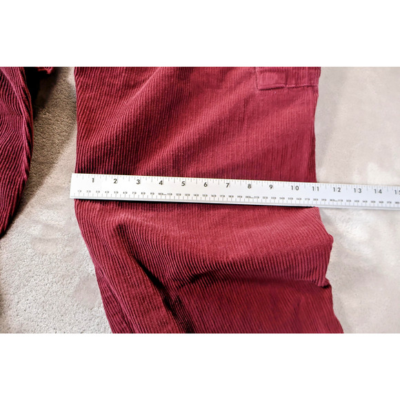 Vans Corduroy Cargo Pants Mens 36 Burgundy Maroon Embroidered Patch Skateboard - Picture 8 of 10